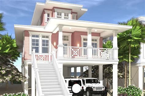 2-Story 3-Bedroom Elevated Coastal Beach House for a Narrow Footprint ...