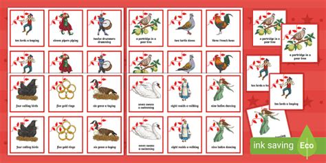 12 Days Of Christmas Matching Cards Teacher Made Twinkl