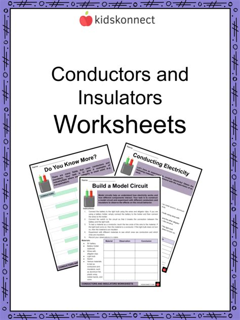 Conductors And Insulators Worksheets Differences Type Uses