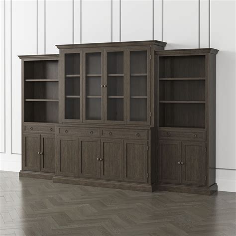 Cameo Pinot Lancaster 4 Piece Glass And Wood Door Wall Unit With