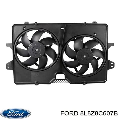 8L8Z8C607B Ford диффузор радиатора охлаждения, в сборе с мотором и ...