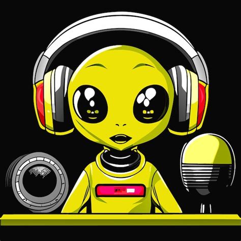 Premium Vector Alien Podcaster Vector Illustration Cartoon