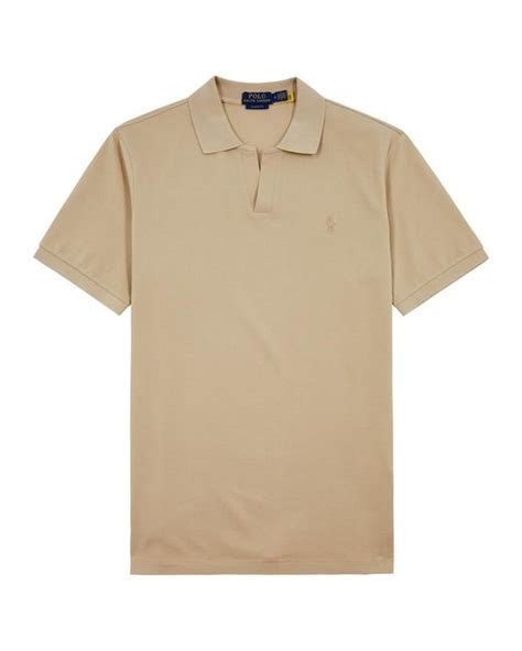 Polo Ralph Lauren Johny Logo Stretch Cotton Polo Shirt In Natural For Men Lyst