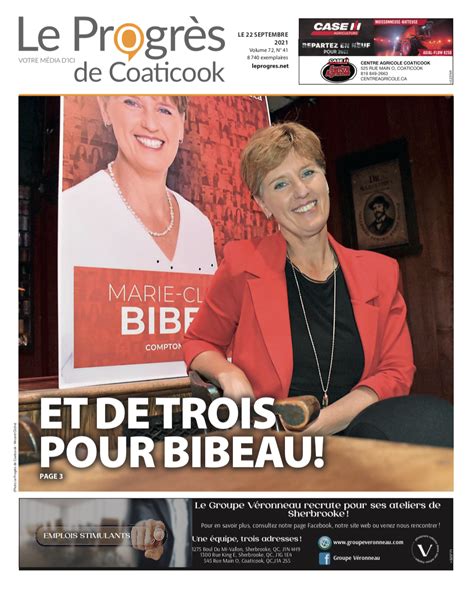 La Une du Progrès de Coaticook du 22 septembre 2021 Le Progrès de