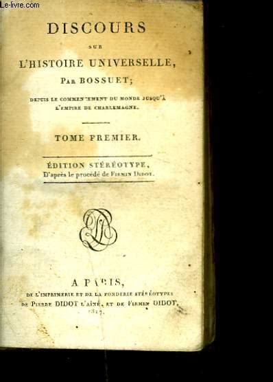 Discours Sur L Histoire Universelle Tome Premier By Bossuet Bon