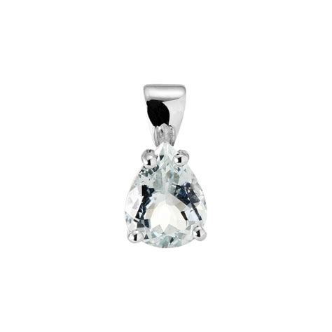 Pendentif Or Blanc Aigue Marine Poire X Mm Ref