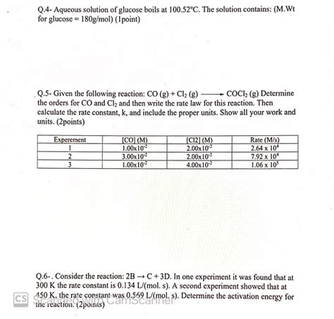 Solved Q4 Aqueous Solution Of Glucose Boils At 10052°c