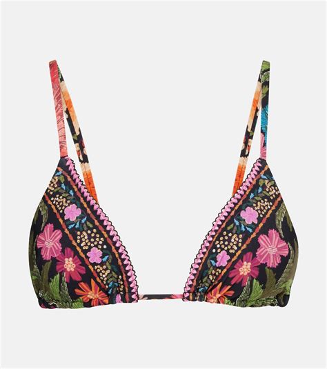 Stitched Garden Tapestry Bikini Top In Multicoloured Farm Rio Mytheresa