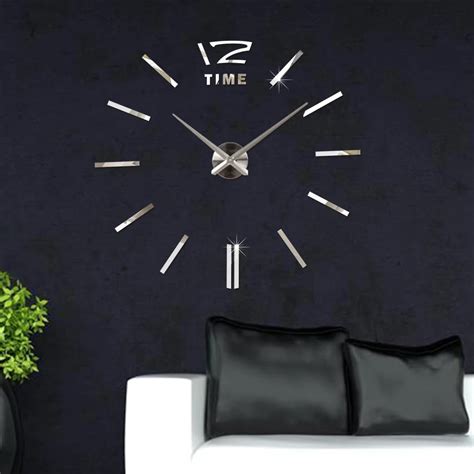 Horloge Autocollants muraux miroir 3D grandes horloges à Quartz en