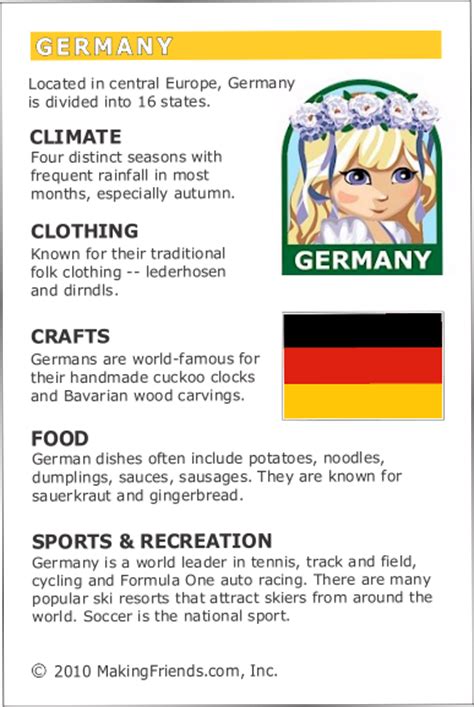 Germany Facts For Kids Printable