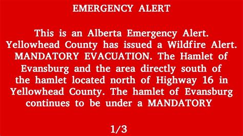 Canada Alert Ready Alberta Emergency Alert Mandatory Evacuation