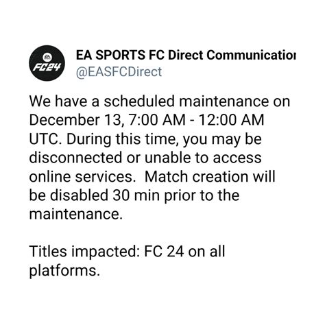 FC 24 Manutenzione Server EA Status E Segnalazione Problemi