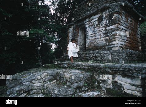 Mexico Chiapas Bonampak Selva Lacandona Lacandon Indian Boy Among