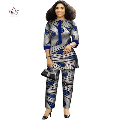 African Suit For Women Wax Print 2 Piece Top And Pant Sets Fashion In