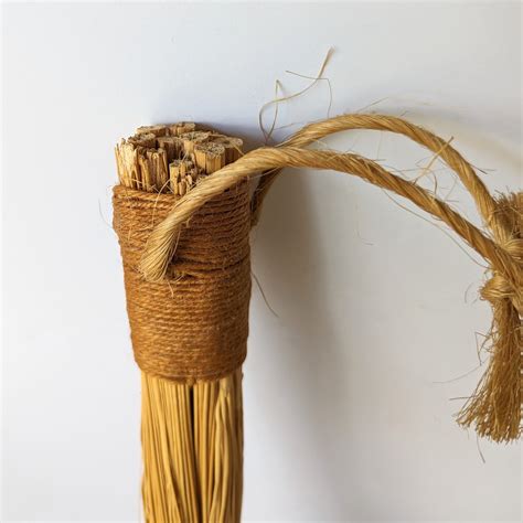 Vintage Hand Made Straw Broom Handmade Straw Broom Hand Tied Broom