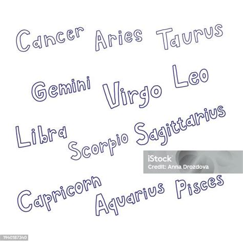 Hand Lettering Zodiac Sign Set Illustration Stock Illustration Download Image Now Aquarius