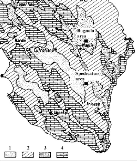 Geological map of southern Salento and geographical position of studied ...