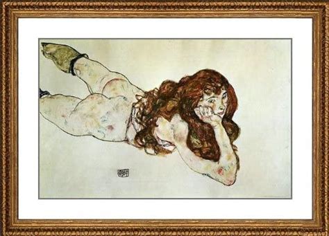 Egon Schiele Female Nude Lying On Her Stomach X Matted