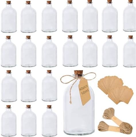 AZKEEGREY 40 Pack Mini Glass Bottles With Cork 50ml Glass Bottles For