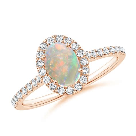 Oval Opal Halo Ring With Diamond Accents Angara Canada