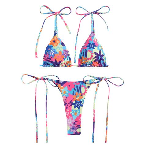 KDFJPTH Swimsuit For Women 2024 Print Bikinis Sexy Push Up Bikini Set