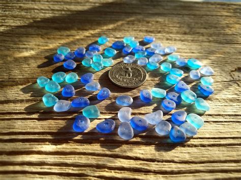 Mm Very Tiny Tumbled Sea Glass Beads Mix Blue Colors Sea Etsy