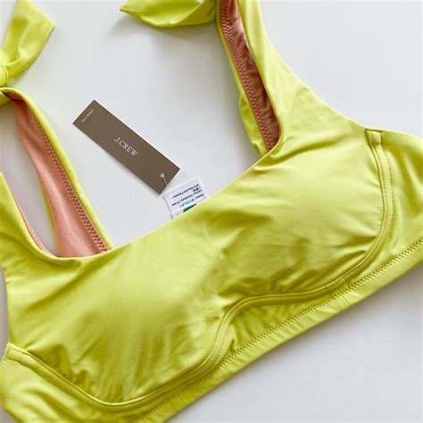 J Crew Size Small Tie Shoulder Scoopneck Bikini Top In Lemon Sorbet Ebay