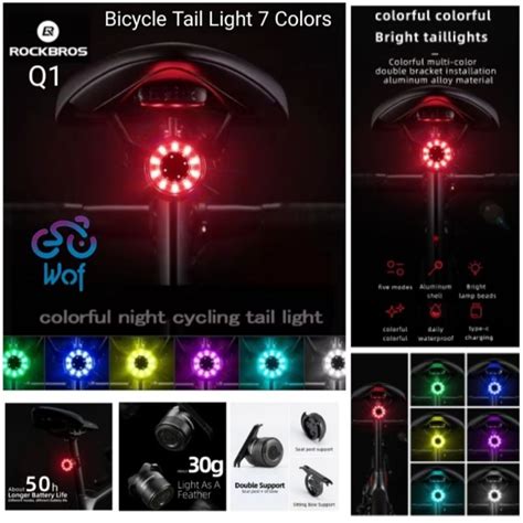 Jual ROCKBROS Q1 7 Warna Lampu Belakang Sepeda Lipat MTB Road Bike