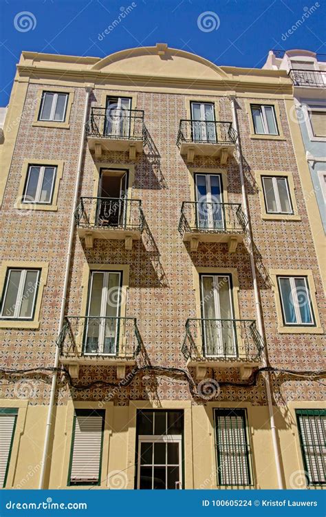 Facade Of A Typical Portuguese House With Azulejos Editorial Stock