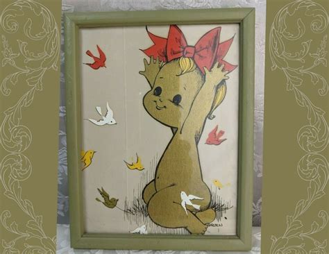 Vintage Chuck Gruen Litho Naked Baby Bow Mid Century HTF Signed