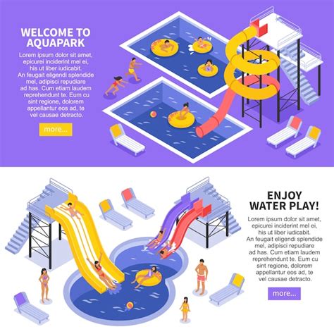 Conjunto De Banners De Aqua Park Vector Gratis