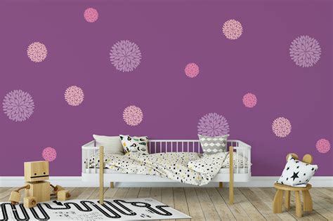 Flower Wall Decals Dahlia Flower Vinyl Decals Wall Art Decal Set Of