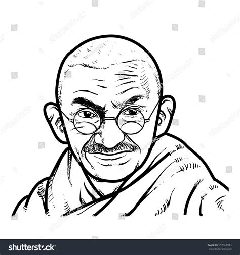 Mahatma Gandhi Hand Drawing Outline Mahatma Stock Vector (Royalty Free) 657564943 | Shutterstock