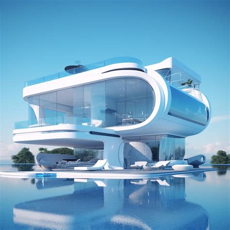 Premium AI Image | 3D Luxury house design with pool