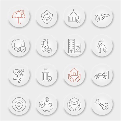 Premium Vector Insurance Line Icon Set