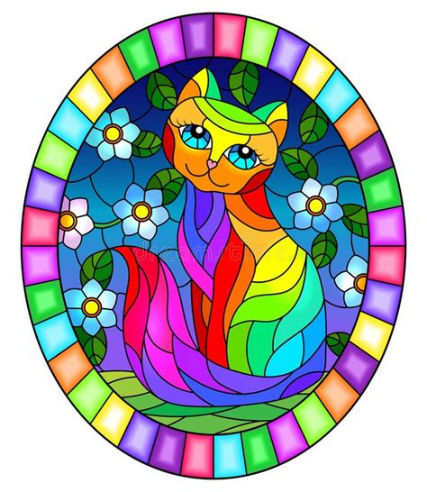 Stained Glass Pattern Cat Stock Illustrations 483 Stained Glass Pattern Cat Stock