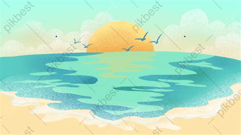 Seagull Beach Sunset Zoom Virtual Background Backgrounds | PSD Free ...