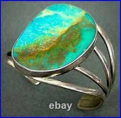 Vintage Navajo Sterling Silver Gem Grade Royston Turquoise Cuff