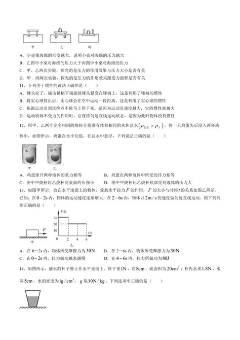 北京市西城区2022 2023学年八年级下学期物理期末试题无答案 21世纪教育网