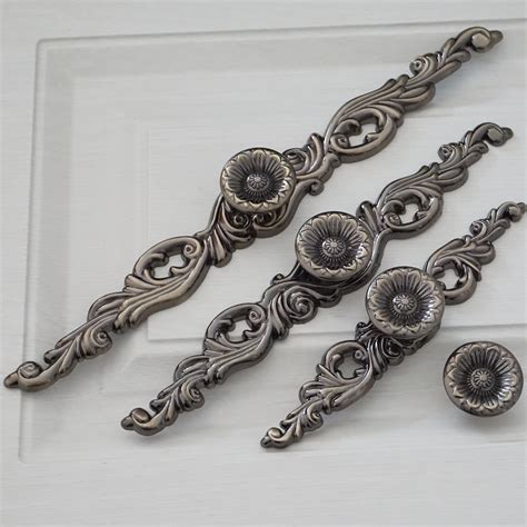 Vintage Style Drawer Pulls Handles Back Plate Knob Bronze Etsy