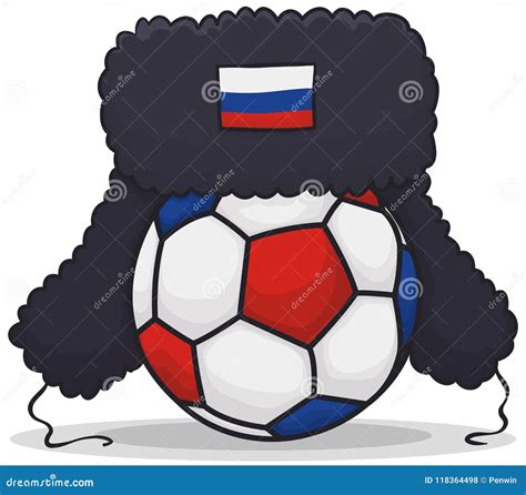 Ushanka Over Soccer Ball with Russian Colors for Sports Event, Vector ...