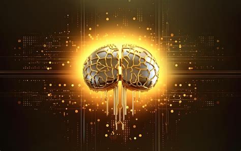 Premium Ai Image A Golden Brain Is Shown With A Black Background And