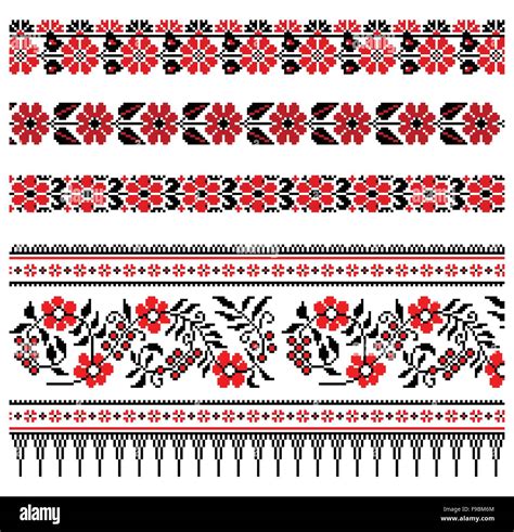 Vector Illustrations Of Ukrainian Embroidery Ornaments Patterns