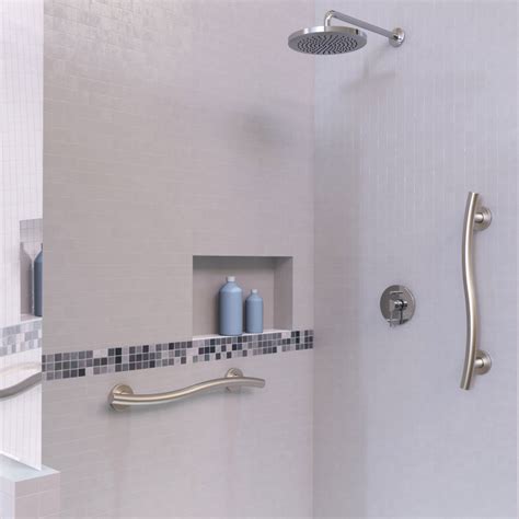 Wavy Grab Bars In Brushed Nickel Modern Bathroom Charlotte By