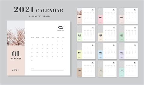 Plantilla De Calendario Diseño Minimalista Vector Premium