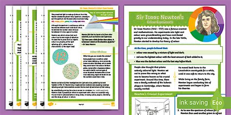 Isaac Newton Differentiated Reading Worksheets Twinkl