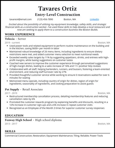 3 Entry Level Construction Resume Examples For 2024