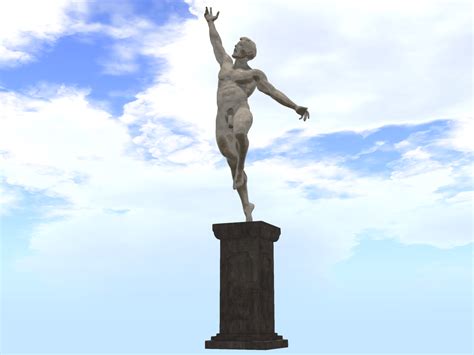 Jump Male Nude Statue Kitely