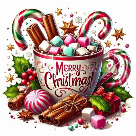 Christmas Hot Cocoa Clipart Bundle High Quality Watercolor Jpgs Printable Images Digital