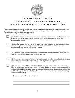 Fillable Online Veterans Preference Application Form Fax Email Print